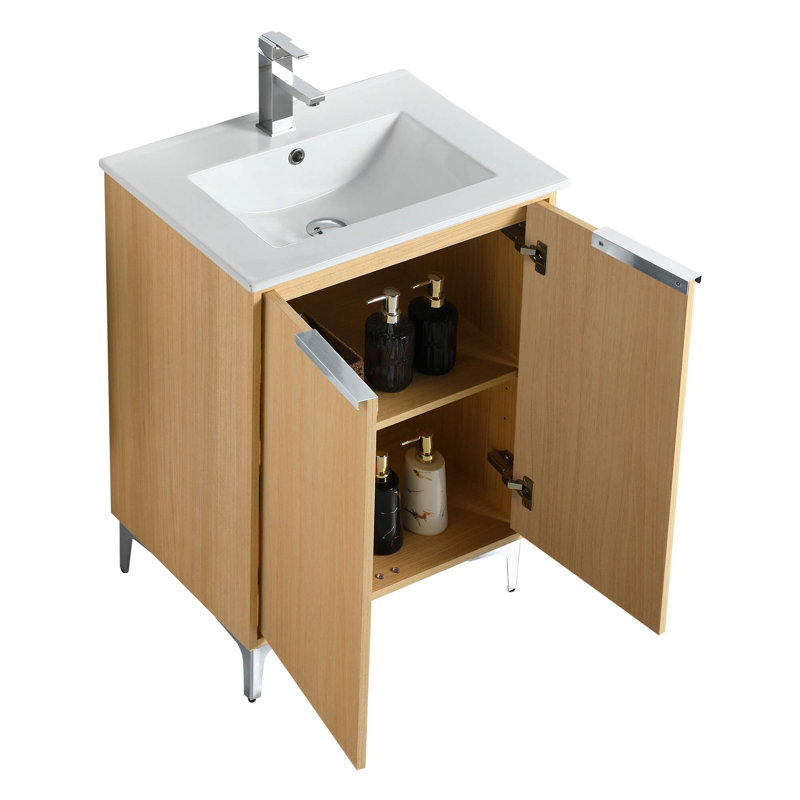 Ensemble de meuble-lavabo simple 24 po Keeter, Chrome poli
