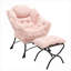 Fauteuil d'appoint paresseux rembourré avec repose-pieds pour petits espaces rose-235369108