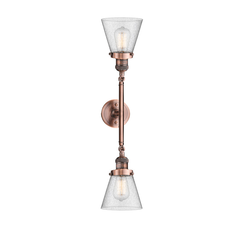 Éclairage de meuble-lavabo inclinable 2 lumières Cone, Ampoule à DEL rétro de 6 watts, Grainé, Cuivre antique