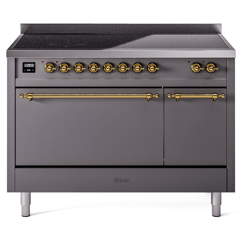 ILVE Nostalgie II 48 in Induction Range, Graphite Matte/Brass