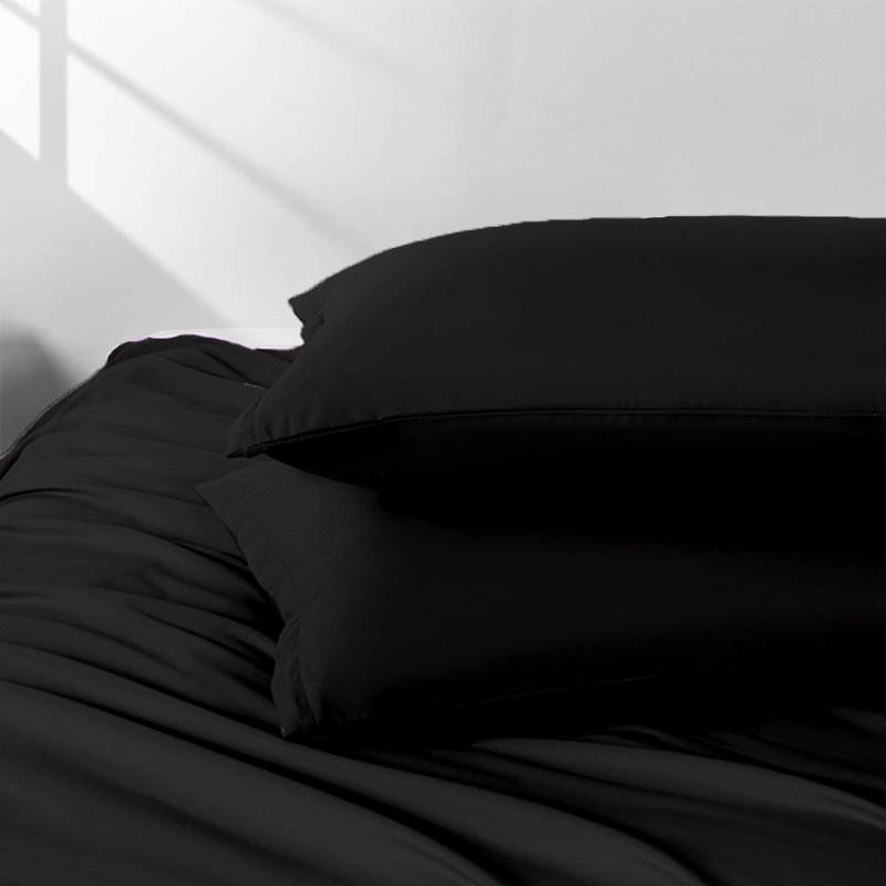 Taies d'oreiller en microfibre brossée Easy Care, Taie d’oreiller standard, Noir