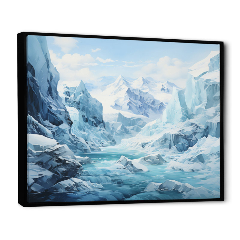 Banessa Antartica Frozen Expedition Abstract, H 30 po x l 40 po x P 1,5 po, Cadre flottant noir