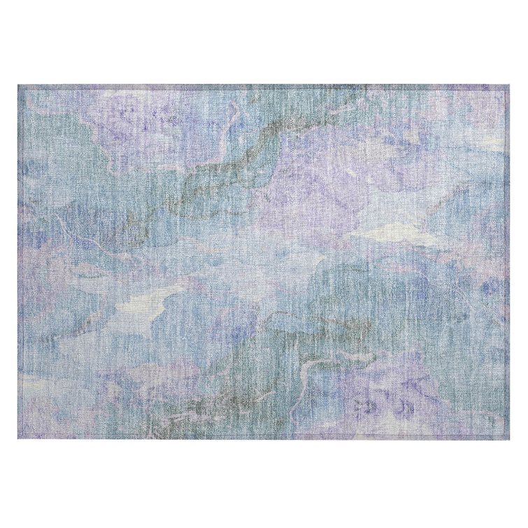 Machine Washable Indoor/Outdoor Xhevrie Lavender Rug