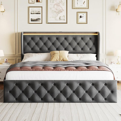 Bed Frame With 4 Storage Drawers And Headboard