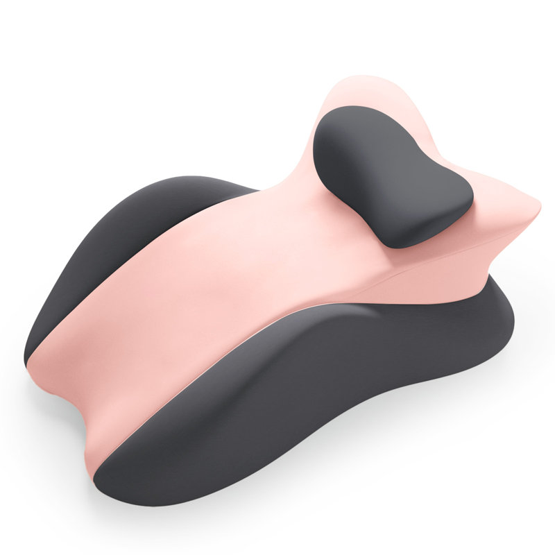 Oreiller à mémoire de forme, oreiller ergonomique pour la lecture, soutien du dos et du cou, Rose / gris anthracite