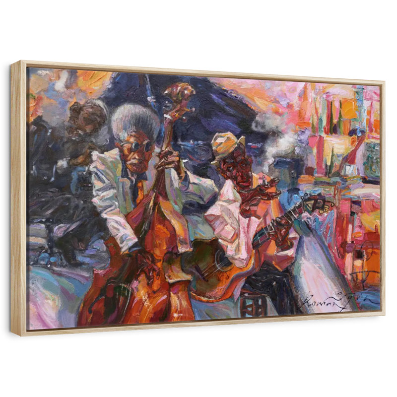 Jazz club jaune, Cadre flottant en bois naturel, 13 po x 9 po