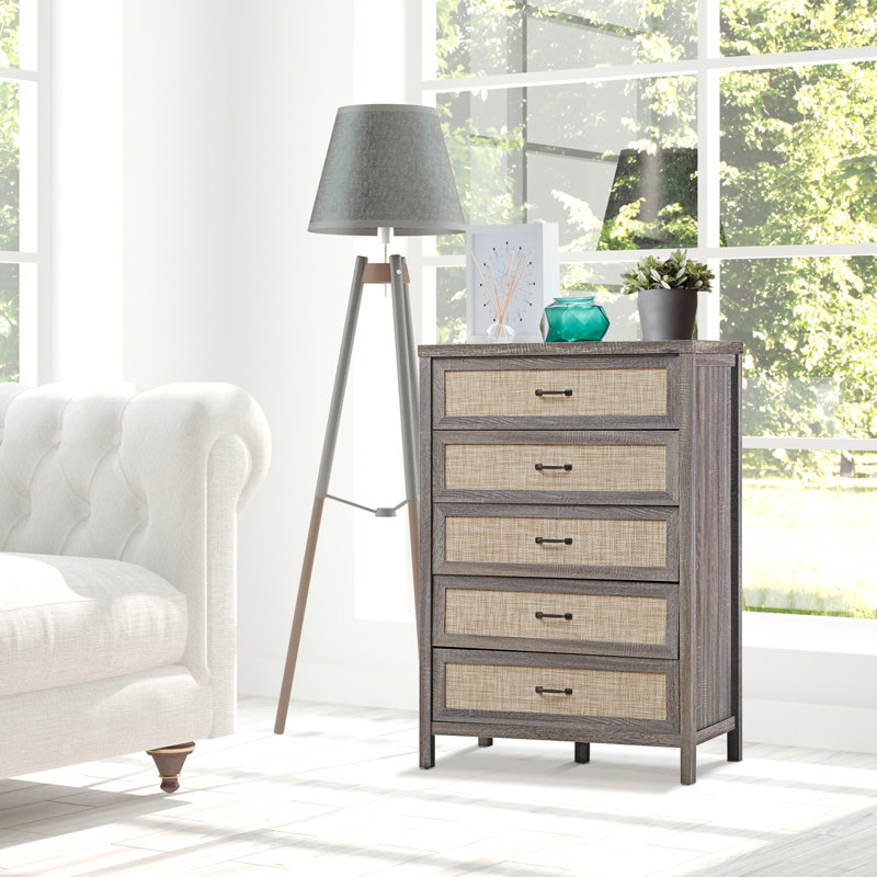 Commode 5 tiroirs Armie, Chêne foncé