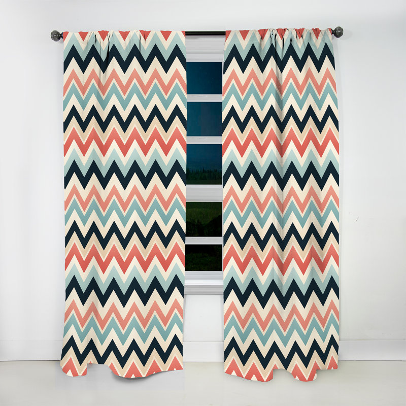 Chevrons I - rideaux obscurcissant - couleur douce doux multicolore à chevrons rétro I - 1 panneaux, L 52 po x L 108 po
