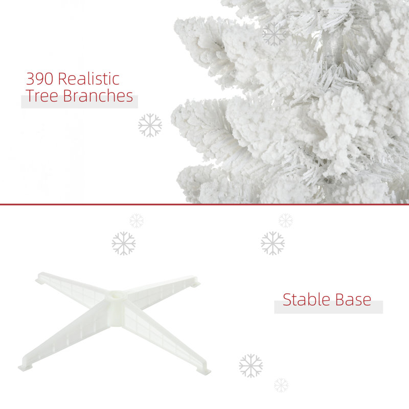 Arbre de Noël mince enneigé 6 pi HOMcom, blanc, H 6 pi, Blanc