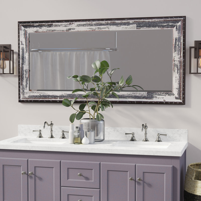 Miroir biseauté moderne et contemporain, H 66 po x l 31 po