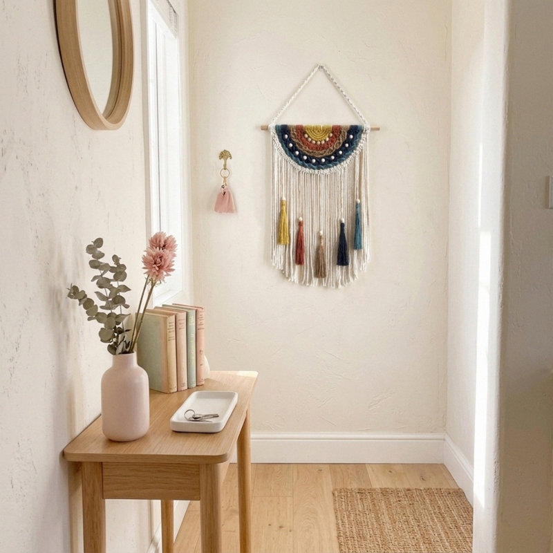 Macramé décoration murale Boho Home Decor fait à la main en macramé tapisserie décorative pour chambre à coucher salon appartement dortoir galerie
