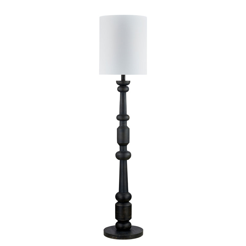 Lampe sur pied en résine avec abat-jour en tissu de 68 po Henderson, noir