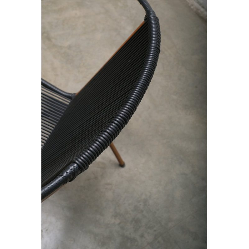 Solido Stackable Accent Chair with Rope Weave, Black
