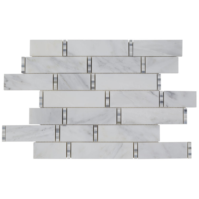 11.5" x 18" Marble Mosaic Tile in First Snow Elegance