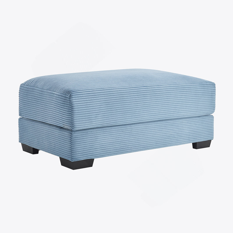 28 Ottoman Corduroy- Blue, Blue
