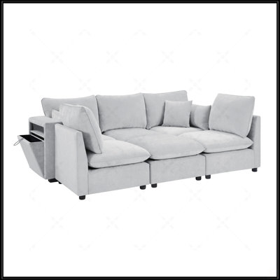 Modern Sectional Sofa Modular U-Shaped And L-Shaped Couch With Movable Ottoman, Storage Armrests, USB Ports, And Versatile Layouts