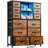Tall Dresser with Charge Station & LED Light, Dresser with Mesh Door for Bedroom Storage-1071670341