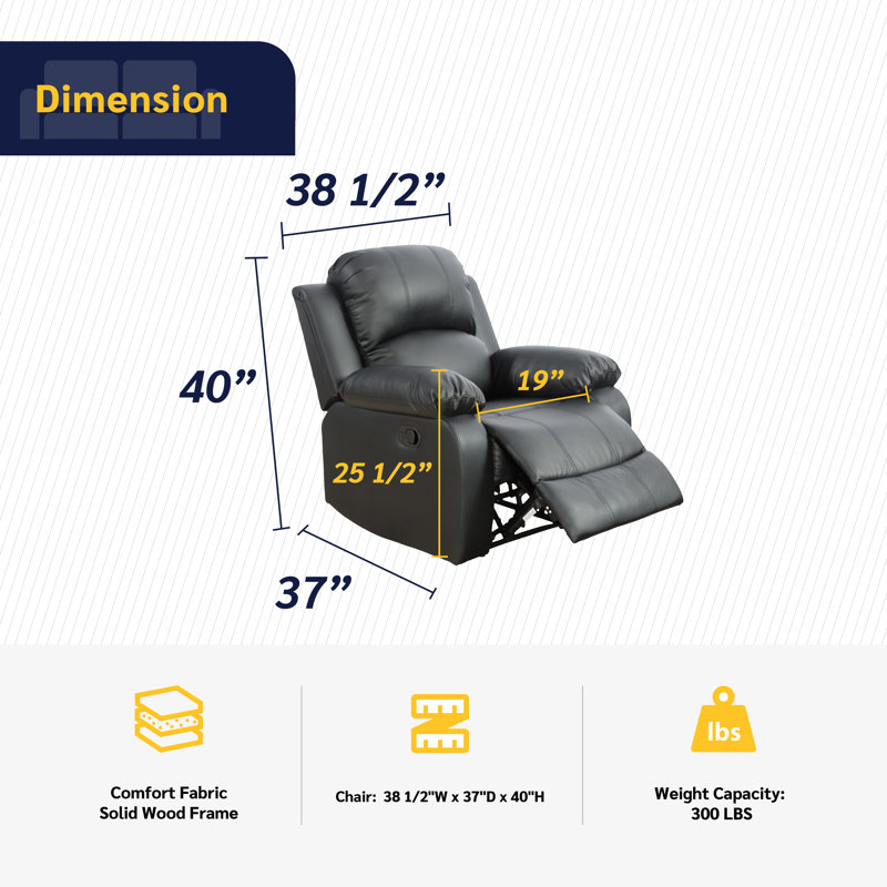 Fauteuil inclinable en cuir Ahart, Similicuir noir