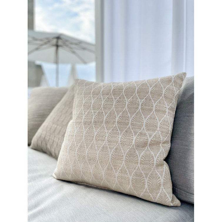 Light Gray and White Pillow Silver Grey Woven Geometric 