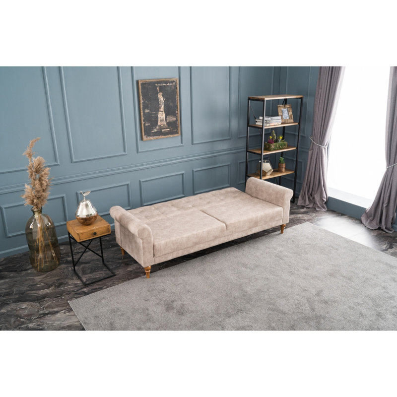 Canapé-lit rembourré 87,8 po Lyndsey, 100 % polyester crème