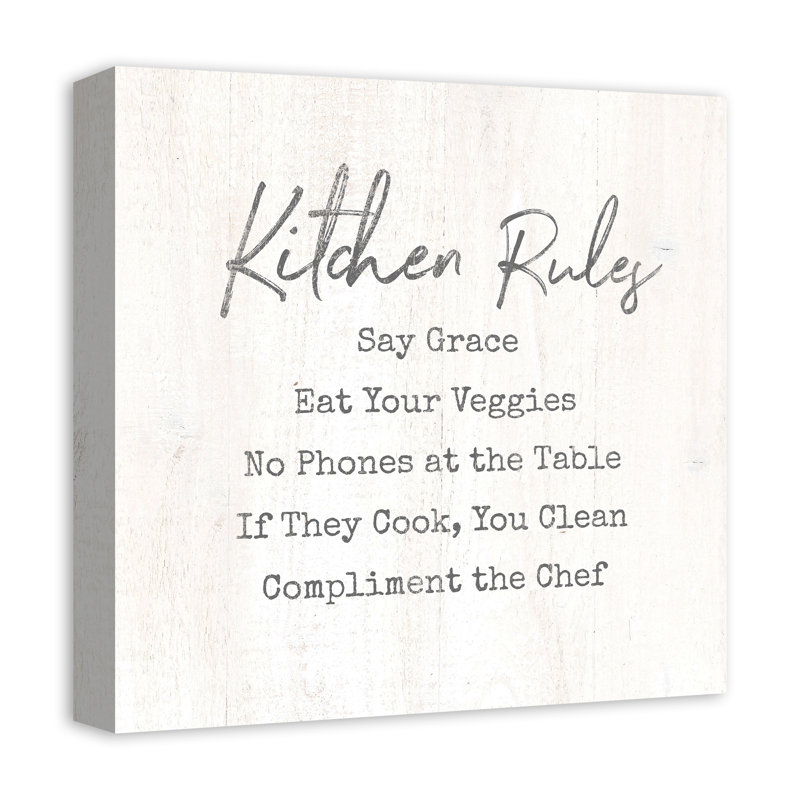 «Kitchen Rules», art textuel sur toile tendue