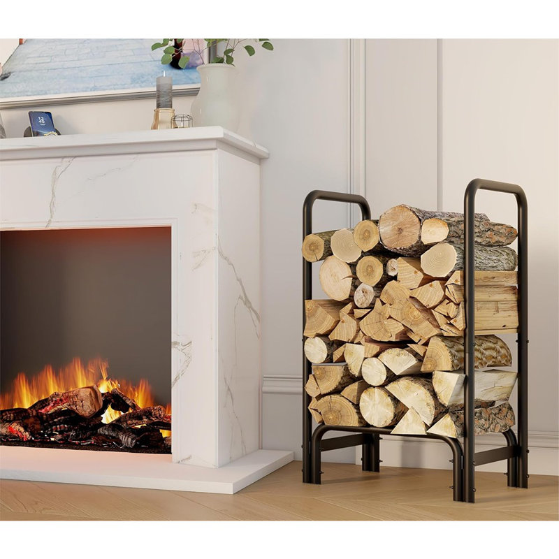 Support à bûches de bois de chauffage, support de rangement de bûches, support de rangement, empileur de bois de chauffage pour foyer intérieur / extérieur (petit)