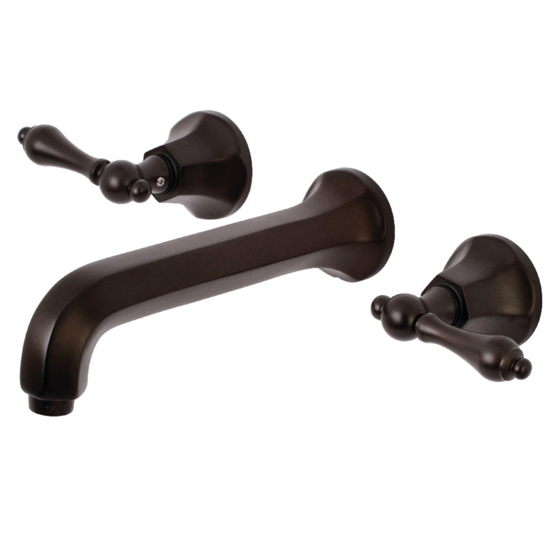 Kingston Brass Metropolitan Two-Handle 3-Hole Wall Mount Bathroom Faucet, Oil Rubbed Bronze