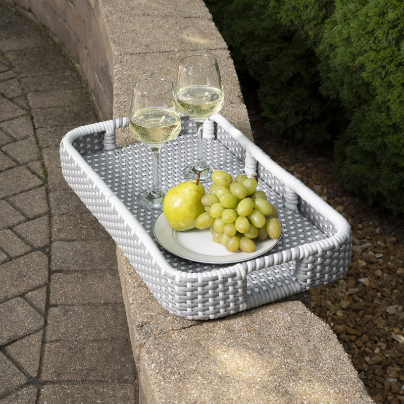 Selena & Rattan Bar Cart, Gray/White Dot