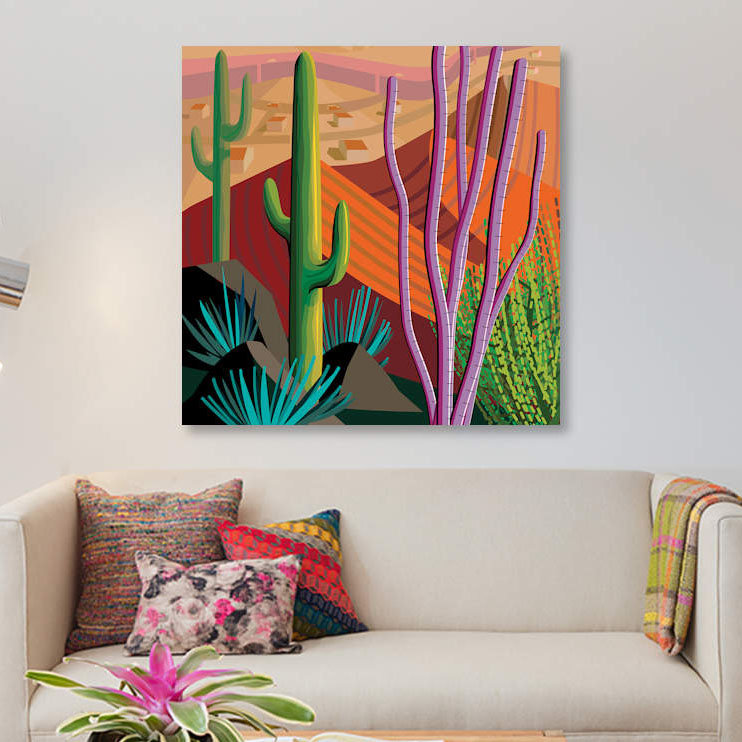 « tucson, square », impression sur toile, H 37 po x l 37 po x P 1,5 po, Pas de tapis, Toile tendue