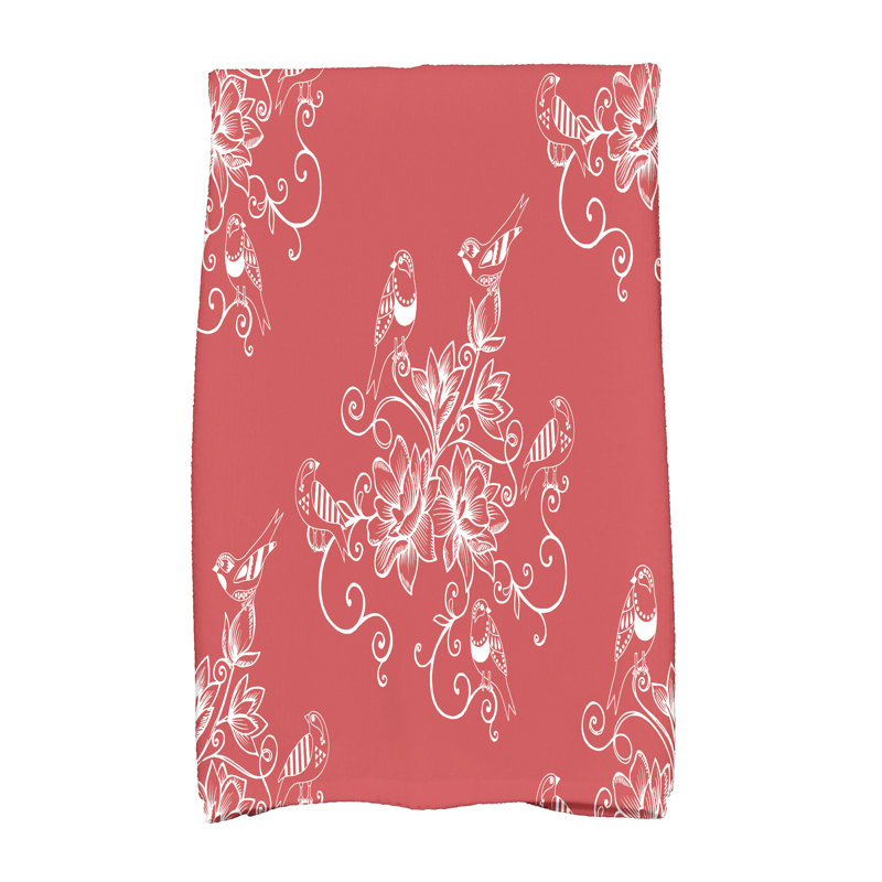 Floral Tea Towel Kitchen Towel, Orange