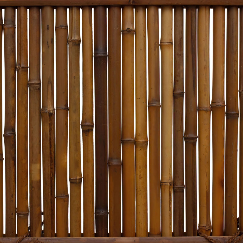 Japanese Zen Garden Fence Panel, 4' H x 3' W, Dark Bamboo