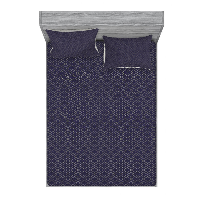 Microfiber Geometric Sheet Set, Queen Sheet Set with Fitted Sheet