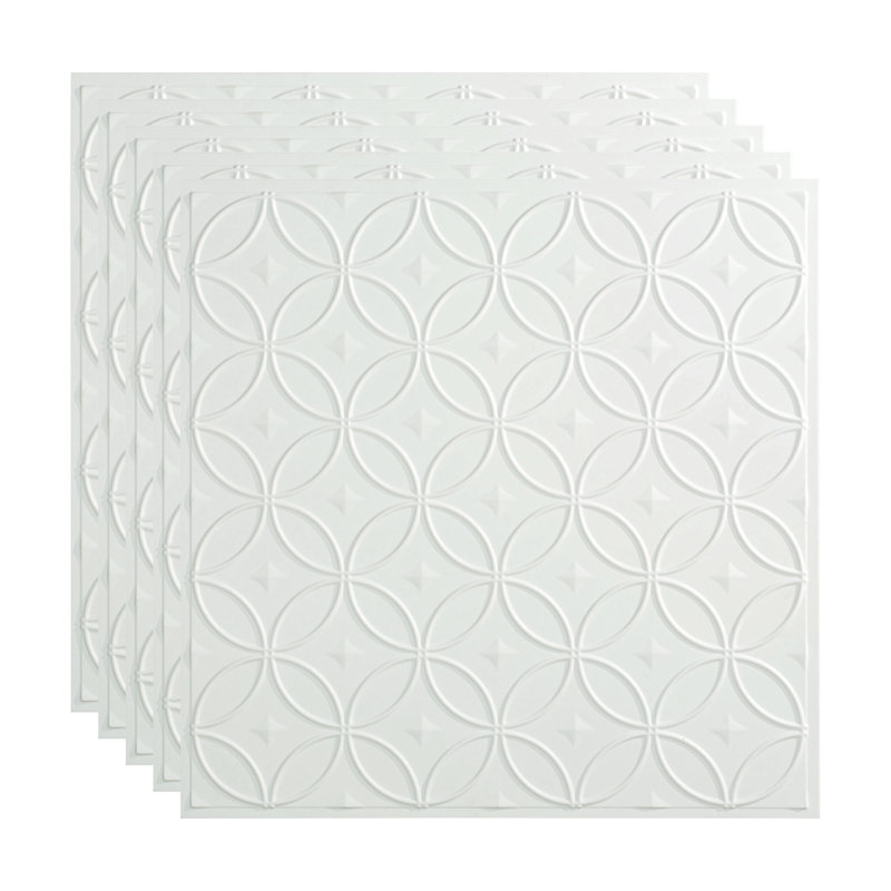 Panneau de plafond décoratif en vinyle 2 pi x 2 pi FASÂDE Rings, Blanc mat