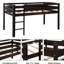 Lit mezzanine simple, structure avec garde-corps, lit en bois idéal pour la décoration de la chambre à coucher, espace design, zone de sommeil confortable