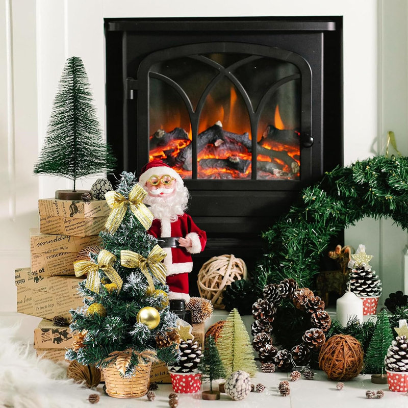 Décoration de Noël, mini plateau de table artificiel, décorations pour fêtes, or