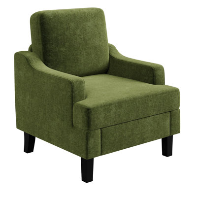Fauteuil d'appoint rembourré Comfy, fauteuil en chenille de qualité supérieure avec structure en bois massif et en métal, capacité de 330 lb pour le salon, la chambre à coucher