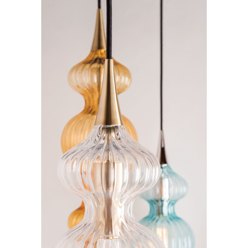 Pomfret 6" 1-Light Pendant, Clear, Aged Brass