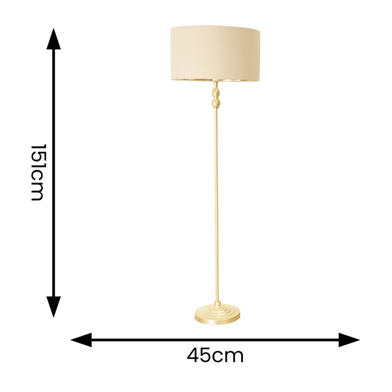 Reselva 151cm Traditional Floor Lamp, Beige, Gold
