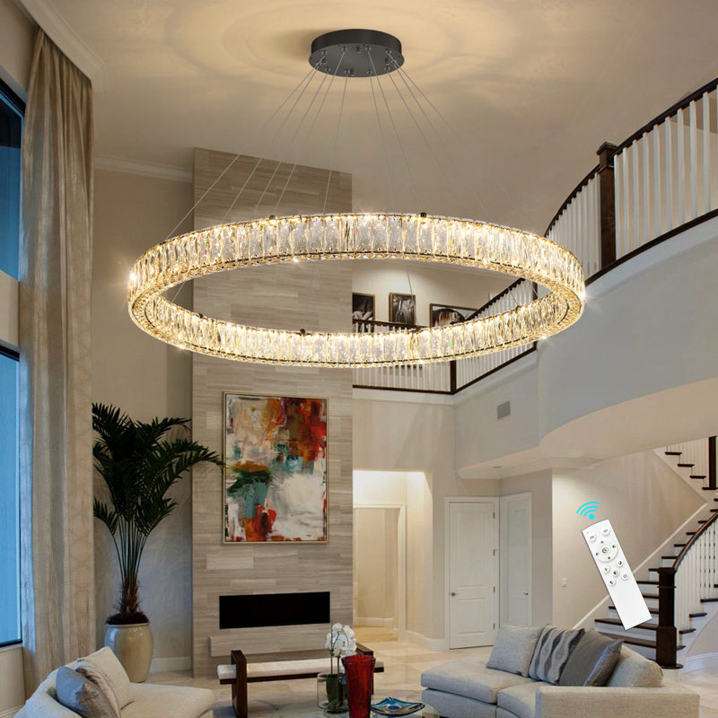 Glam Modern Large Ring Led Chandelier, Matte Black