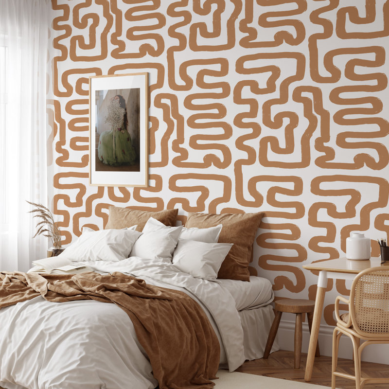 Brown and White Brushstroke Neutral Wallpaper