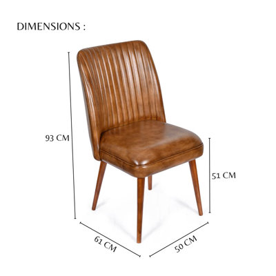 51 cm H Genuine Leather Dining Chair in Brown