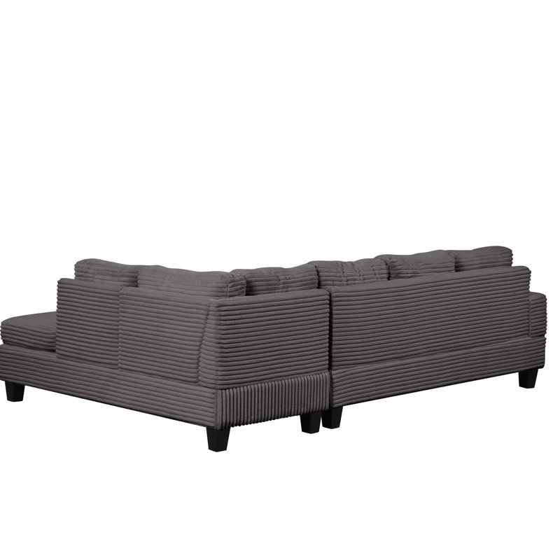 Canapé modulaire inclinable en velours gris avec rangement et coussins fonctionnels modernes, Gris