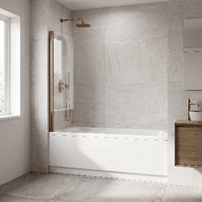 nuie Brushed Bronze Square Hinged Bath Screen