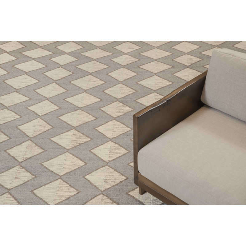 Textures Wool Geometric Area Rug in Gray, Rectangle 8' x 10'