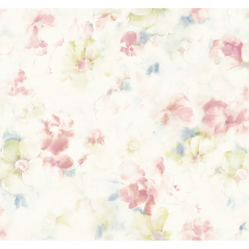 Papier peint à motif d'aquarelle de Seaela, Mauve métallique / pomme