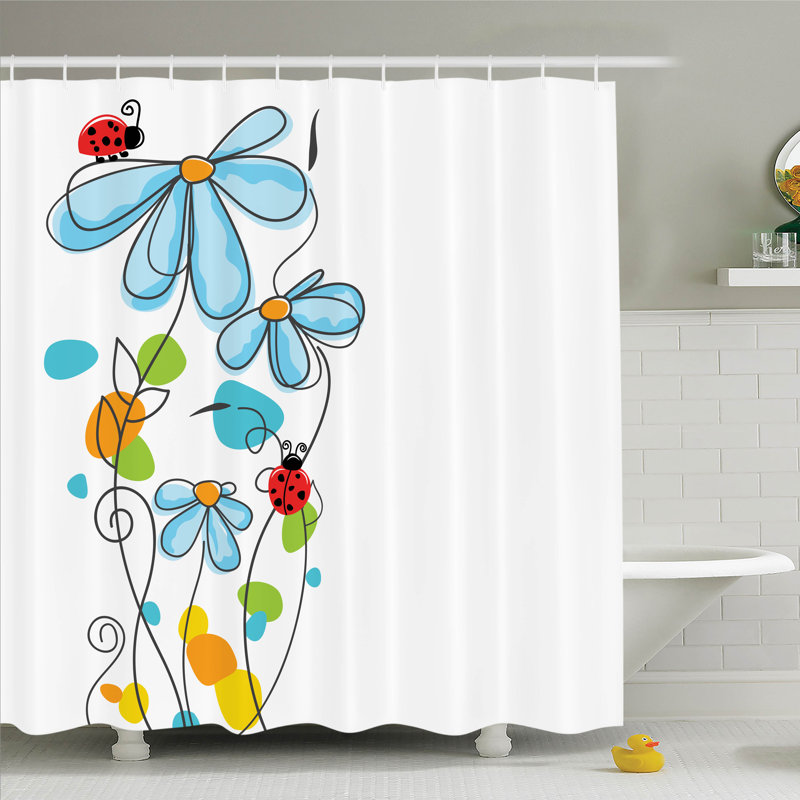 Ensemble de rideau de douche Kids, 69"H x 75"W, Bleu ciel / blanc