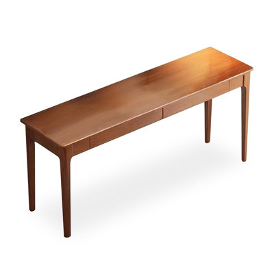Bureau rectangulaire en bois massif brun clair avec 2 tiroirs