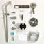 Robinet de douche mural pour salle de bain GT, barre murale fixe avec crochets, robinet à réglage de la hauteur, ensemble de garniture avec valve brute, nickel brossé-129345898
