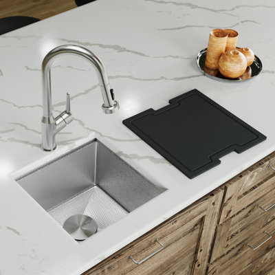 Karran Matrix 17" Undermount Workstation 16 Gauge Single Bowl Stainless Steel Sink with Accessories