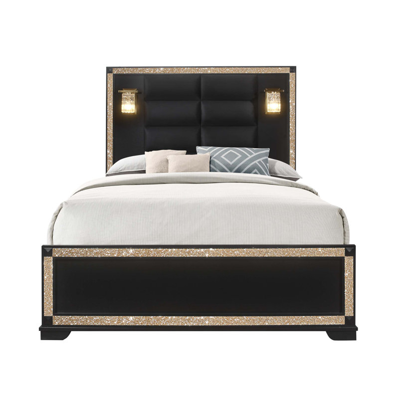 Grand lit avec lampes Lived, Grand lit